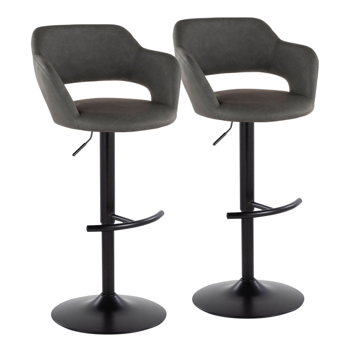 Margarite - Contemporary Adjustable Barstool With Swivel With Rounded T Footrest (Set of 2) by Couch.com