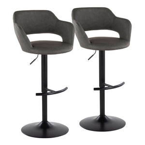 Margarite - Contemporary Adjustable Barstool With Swivel With Rounded T Footrest (Set of 2) by Couch.com