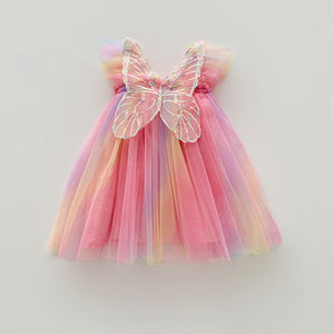 Rainbow Wings Mesh Girl Dress