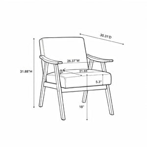 Classic Mid Century Modern Accent Chair With Durable Square Metal Frame, Armchair