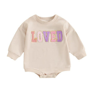 Infant Toddler Long Sleeve Alphabet Embroidery Romper