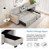 Stylish And Functional Light Chaise Lounge Sectional With Storage Rack Pull-Out Bed Drop Down Table And USB Charger by Couch.com