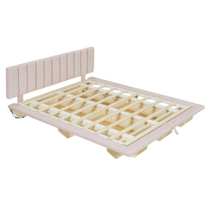 Upholstered Floating Hydrualic Platform Bed With LED Light And USB Port by Couch.com