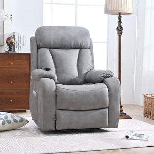 Electric Power Lift Recliner Chair, Fabric Recliner Chair, Home Theater Seating, Living Room Chair, Side Pocket, Remote Control - Light Gray by Couch.com