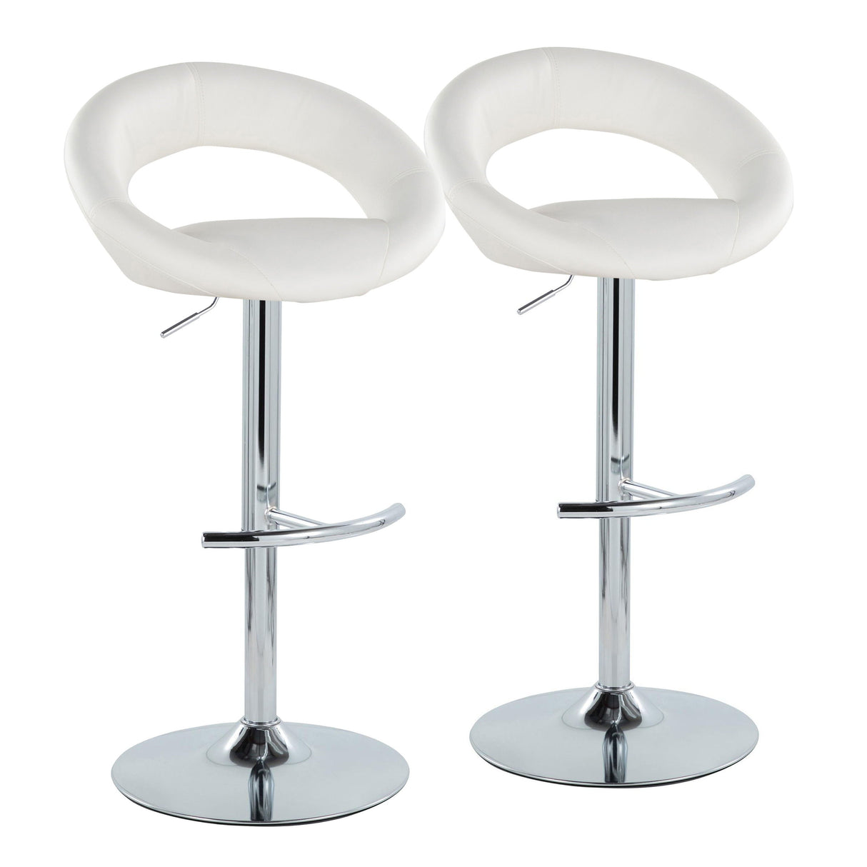 Posh - Contemporary Adjustable Barstool With Swivel With Rounded T Footrest (Set of 2) by Couch.com