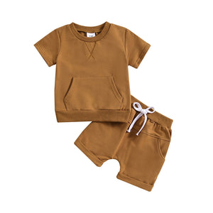 Boys And Girls Alphabet Embroidery Two-piece Suit