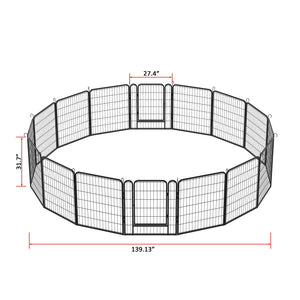 108.27" 16 Panels Heavy Duty Metal Playpen With Door, Dog Fence Pet Exercise Pen For Outdoor - Black by Couch.com
