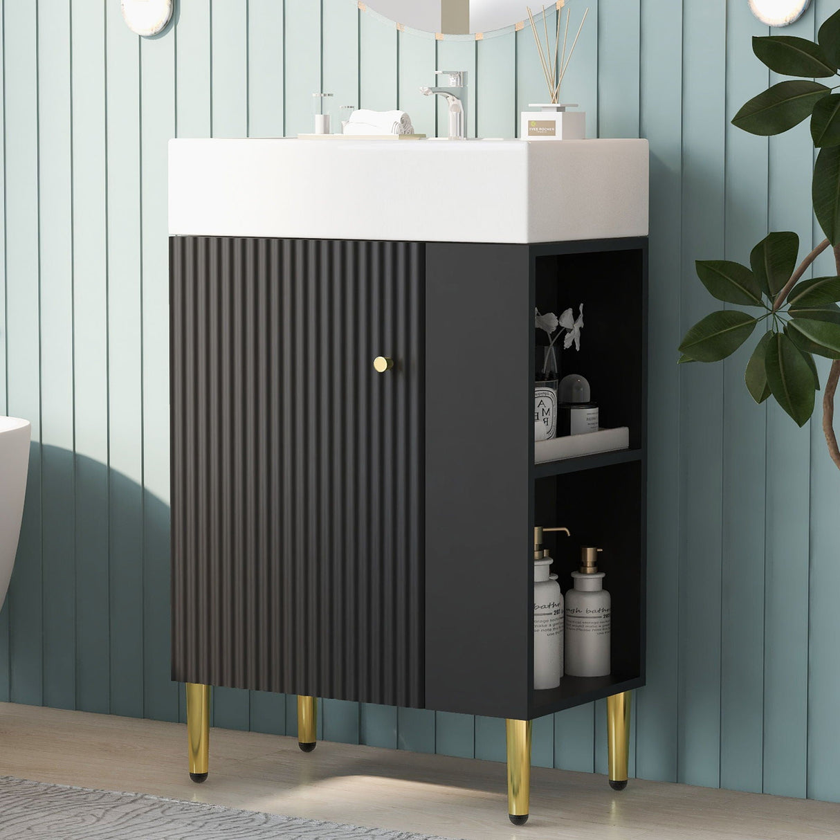 Bathroom Vanity, Combo Cabinet, Bathroom Storage Cabinet, Single Ceramic Sink by Couch.com