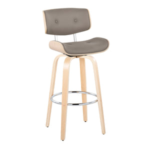 Lombardi - Mid Century Modern Fixed Height Barstool With Swivel With Round Footrest (Set of 2) by Couch.com