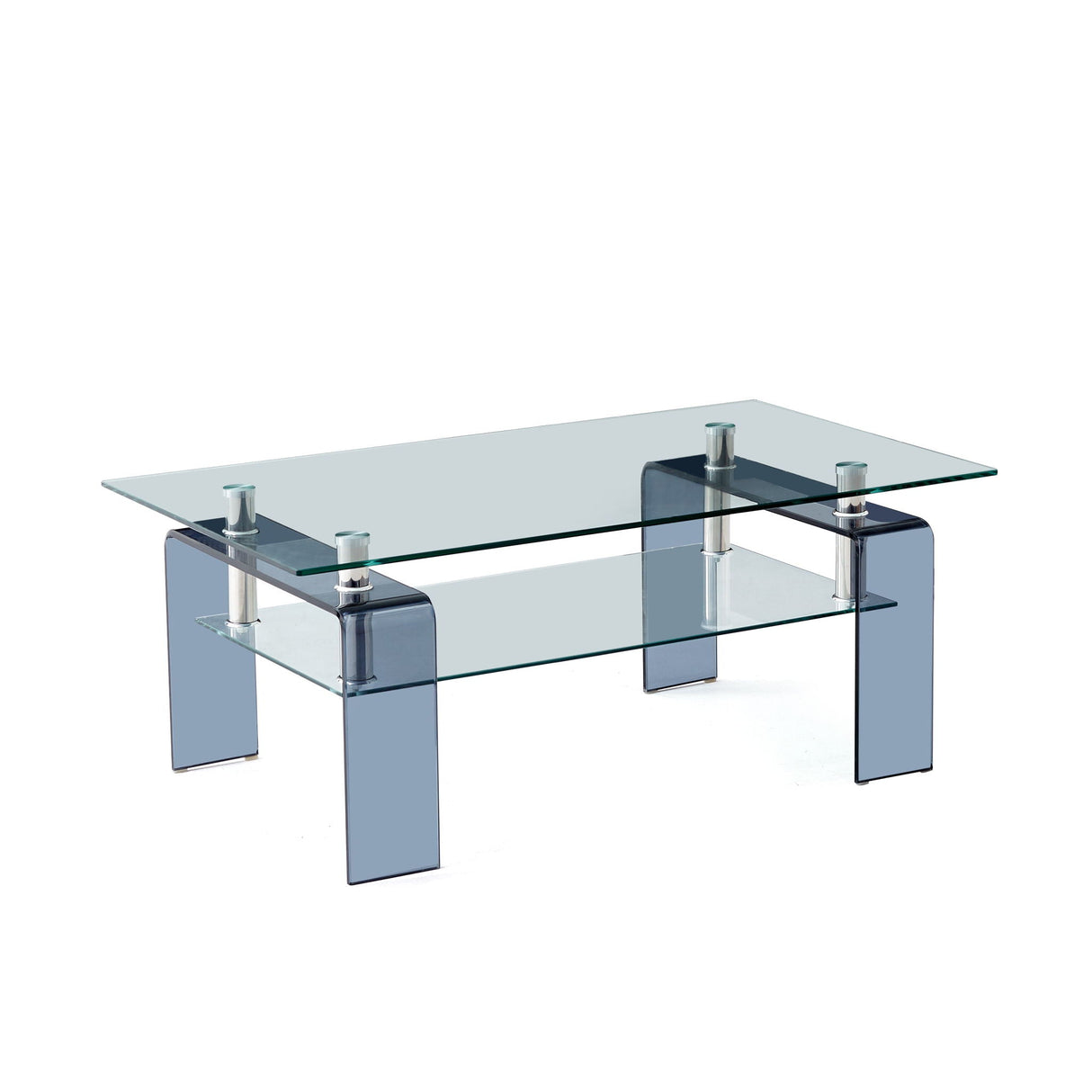 Modern Tempered Glass Coffee Table With 2 Tier Storage For Living Room by Couch.com