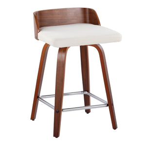 Maya - Mid Century Modern Fixed Height Counter Stool With Swivel With Square Footrest (Set of 2) by Couch.com