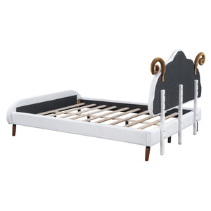 Upholstered Platform Bed With Sheep Shaped Headboard by Couch.com
