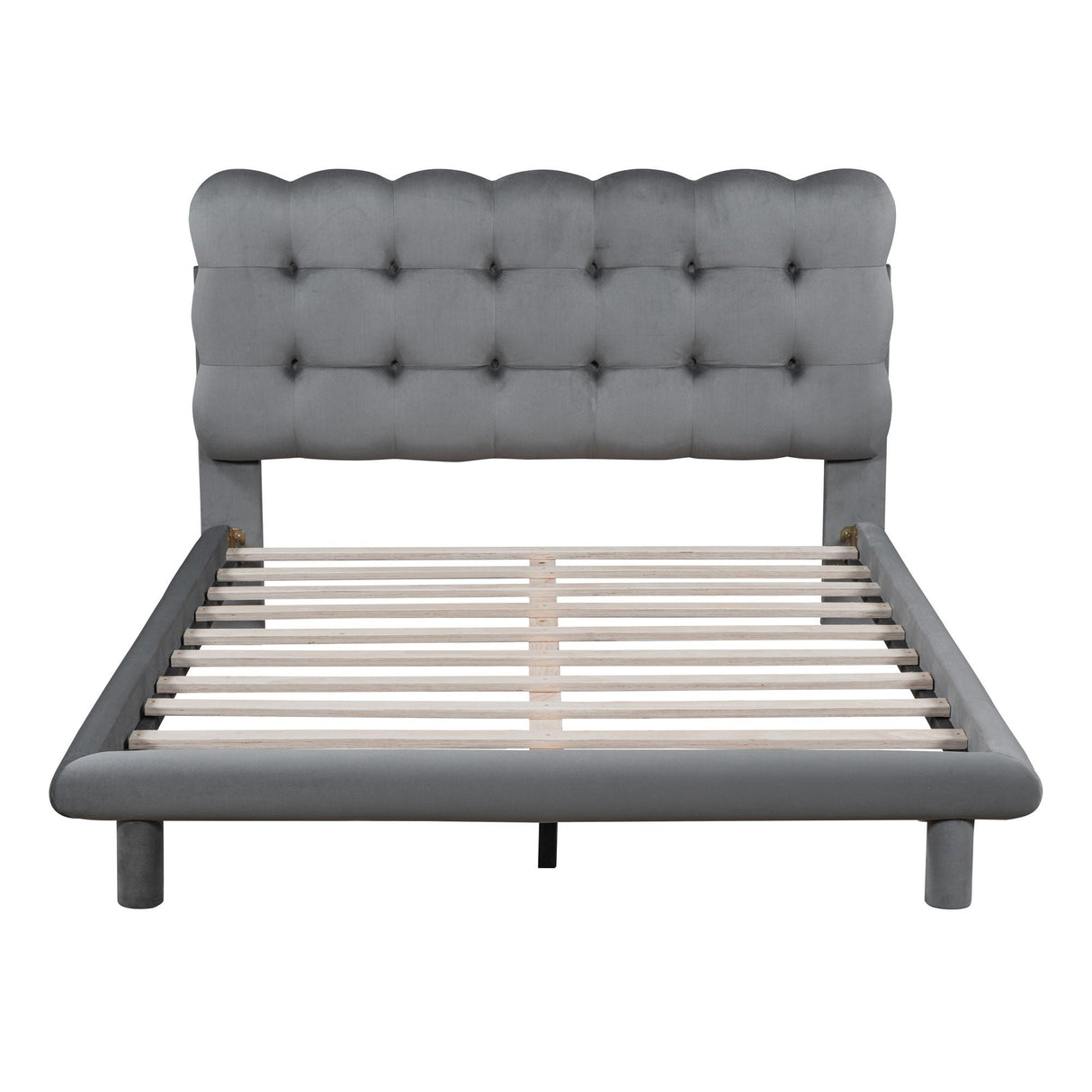 Platform Bed With LED Frame, Thick & Soft And Button Tufted Design Headboard by Couch.com