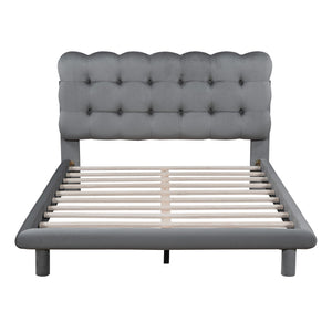 Platform Bed With LED Frame, Thick & Soft And Button Tufted Design Headboard by Couch.com