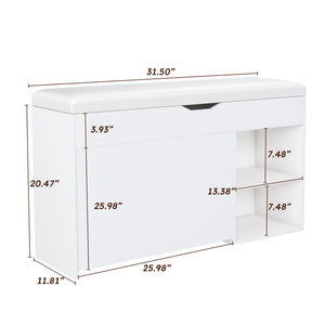 Modern Design Entryway Bench With Adjustable 3 Tier Flip-Up Drawers And Hidden Cabinet - White by Couch.com