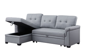 Lexi - Vegan Leather Modern Reversible Sleeper Sectional Sofa With Storage Chaise by Couch.com