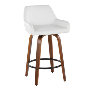Daniella - Contemporary Fixed Height Counter Stool With Swivel With Round Footrest (Set of 2) by Couch.com