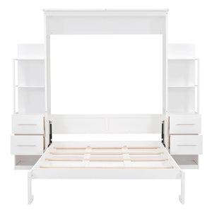 Murphy Wall Bed With Shelves, Drawers And LED Lights by Couch.com