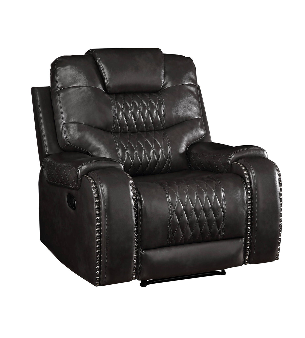 Braylon - Magnetite Synthetic Leather Manual Recliner Chair - Brown by Couch.com