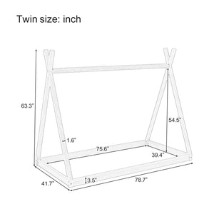 Wood Tent Bed For Kids, Montessori Style Low - Floor Bed, House-Shape Tent Bed Frame by Couch.com