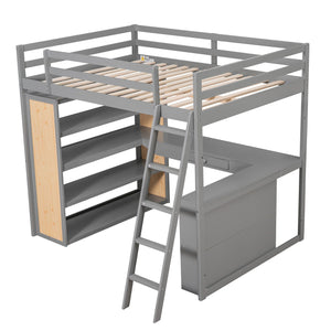 Loft Bed With Ladder, Shelves, And Desk by Couch.com