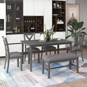 Kitchen Dining Table Set Wooden Rectangular Dining Table, 4 Chairs And Bench Family Furniture by Couch.com