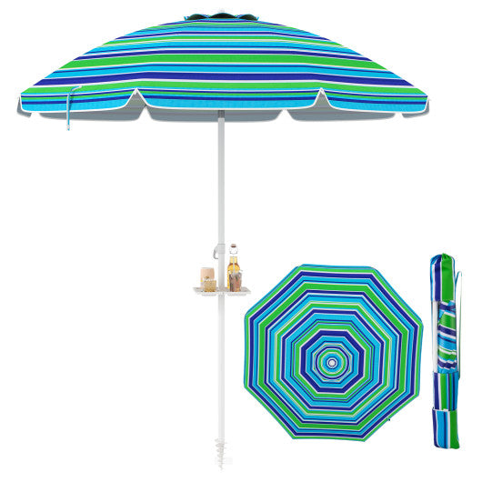 7.2 Feet Portable Outdoor Beach Umbrella with Sand Anchor and Tilt Mechanism-Green