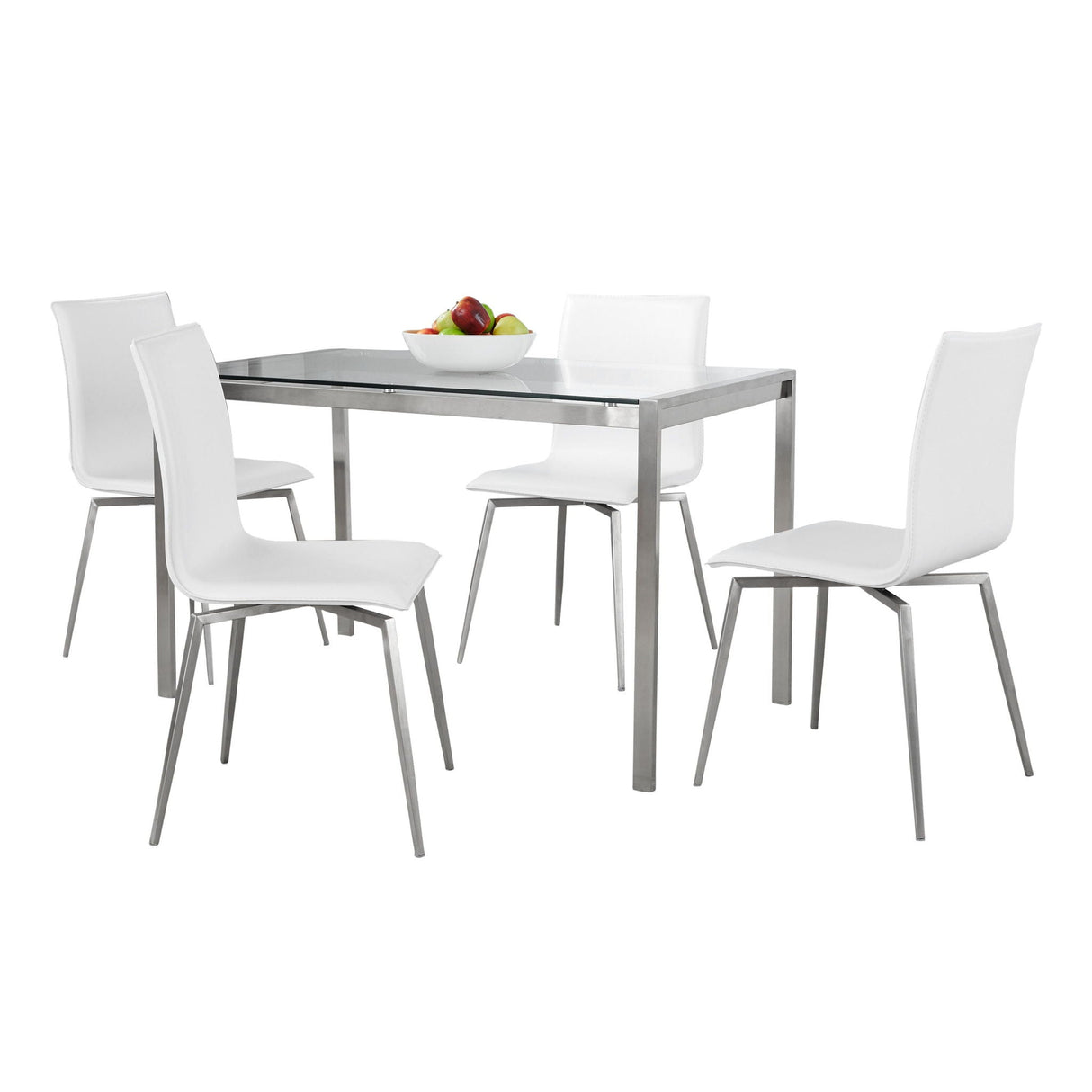 Fuji Mason - Upholstered Swivel Contemporary Dining Set Dining Set, Glass, 5 Piece by Couch.com