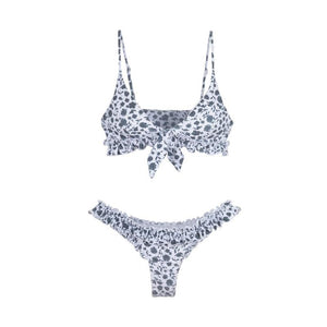 Female Swimsuit Women String Triangle Top Bikini Bottom Printed Push Up Swimsuit Bikini Sets Two Piece Split Button Beachwear Bathing Suit High Waist Bathing Suit High Cut