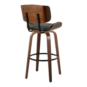 Lombardi - Mid-Century Modern Fixed Height Barstool With Swivel With Round Footrest (Set of 2) by Couch.com