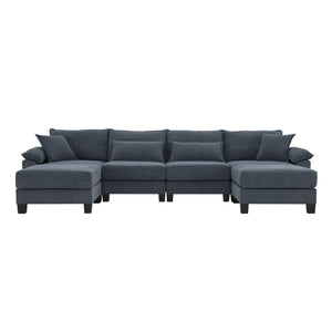 Corduroy Modular Sectional Sofa, U Shaped Couch With Armrest Bags, 6 Seat Freely Combinable Sofa Bed, Comfortable And Spacious Indoor Furniture For Living Room by Couch.com