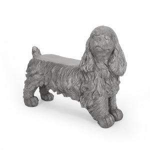 Charming Cocker Spaniel Dog Statue Bench Gray Magnesium Oxide