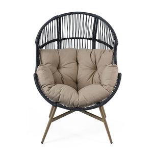 Cori - Outdoor Patio Egg Chair, With Cushion - Black / Khaki by Couch.com