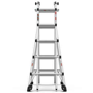22' Aluminum Multi-Position Ladder With Wheels, 300 Lbs Weight Rating - Metallic Gray by Couch.com