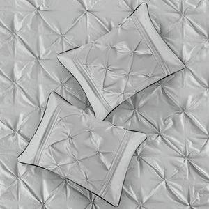 7 Piece Tufted Comforter Set Grey Queen