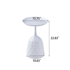 Wine Cup Metal Side Table, Small Sofa Table, Round White Nightstand - White by Couch.com