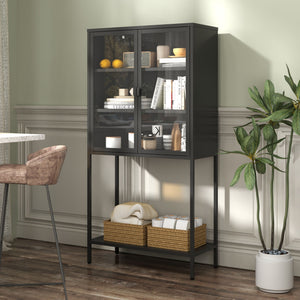 Heavy Duty Metal Storage Cabinet, Display Storage Cabinet With Glass Doors And 2 Adjustable Shelves, Tall Bookcase Modern Bookshelf Cabinet For Home Office, Living Room, Pantry by Couch.com