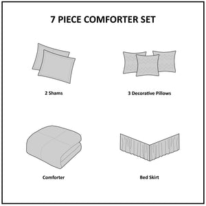 7 Piece Faux Suede Comforter Set Brown King