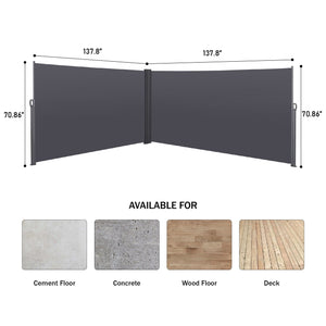 Retractable Side Awning, Waterproof & UV-Resistant, Privacy Screen Divider Roll Up Balcony - Gray by Couch.com