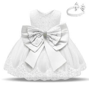 Baby Princess One Year Old Bow Lace Dress