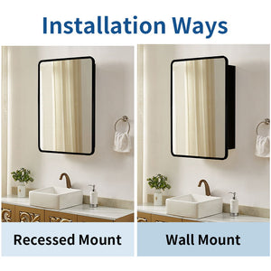 Metal Framed Wall Mount Or Recessed Bathroom Medicine Cabinet With Mirror by Couch.com