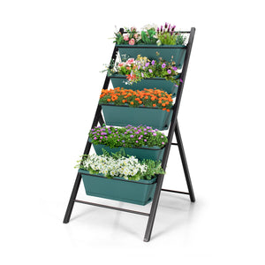5-tier Vertical Garden Planter Box Elevated Raised Bed with 5 Container-Brown
