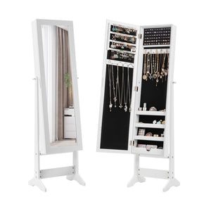 Mirrored Standing Jewelry Cabinet Storage Box-Black