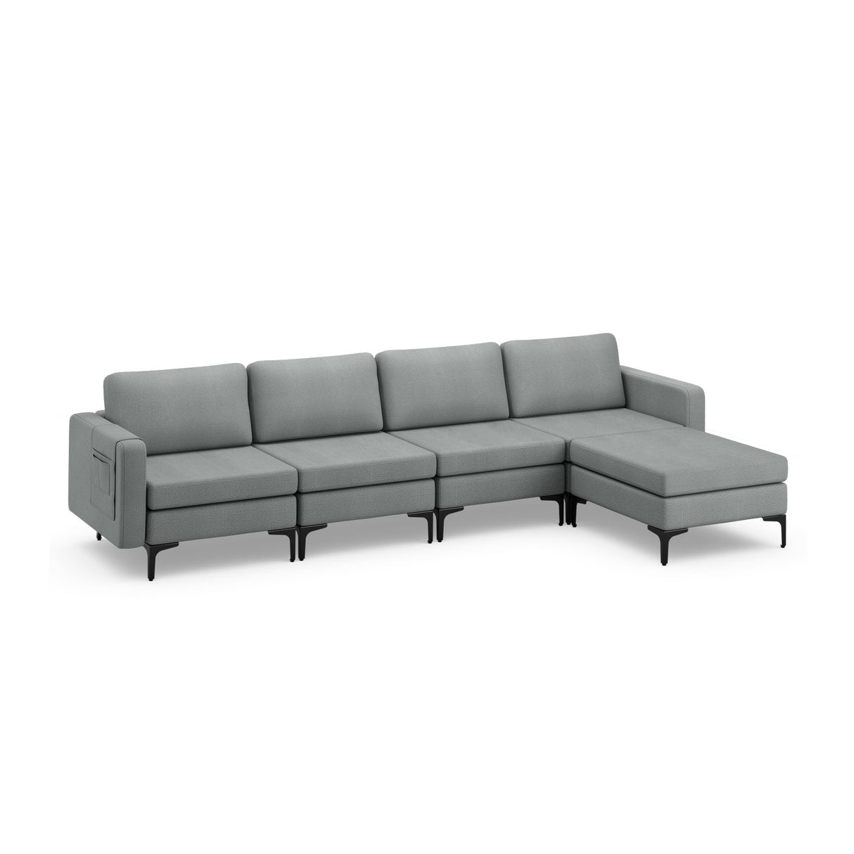 1/2/3/4-Seat Convertible Sectional Sofa with Reversible Ottoman-4-Seat L-shaped with 2 USB Ports by DirectDeals