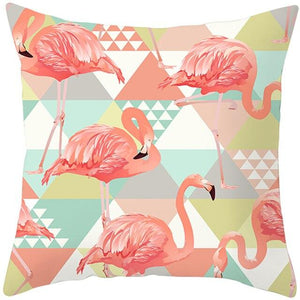 Flamingo Cushion Cover Decor Cushion Case Elegant Tropical Flamingo Pillow Covers Decorative Cotton Linen Square Pillow Cases Cushion Cover Home Decor Car Cushion Cover Pink Pillow Case