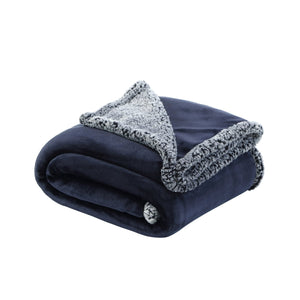 Zakary Flannel Reversible Heathered Sherpa Throw