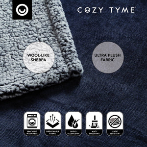 Zakary Flannel Reversible Heathered Sherpa Throw