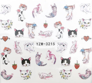 Flower Animal Designs Water Transfer Sticker Nail Art Decals Fashion Wraps Tips Manicure Tools Nail Watermark Decals iridescent Decoration Nail Self-Adhesive Decals Nail Stickers Water Transfer Fresh Nail Decals for Nail Art