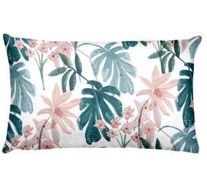 Flowers Birds Green Plants Printed Waist Pillowcase Home Pillow Decoration Tropical Green Texture Exotic Flower Cotton Linen Outdoor Pillow Cases Sofa Bed Throw Pillow 50x30CM