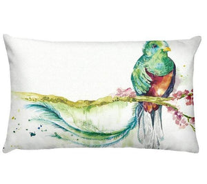 Flowers Birds Green Plants Printed Waist Pillowcase Home Pillow Decoration Tropical Green Texture Exotic Flower Cotton Linen Outdoor Pillow Cases Sofa Bed Throw Pillow 50x30CM